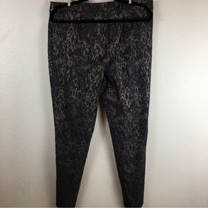 Alfani Women's Pants Black Brown Snakeskin Textured Print Skinny Stretch Size 14